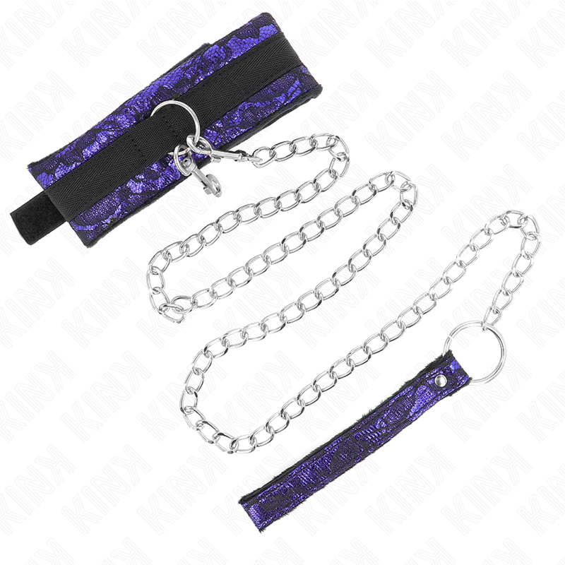 KINK - GARGANTILLA CORTA DE ENCAJE DE TERCIOPELO CON CINTURÓN DE 105 CM Y ADORNO DE NYLON DE 44 X 5,5 CM
