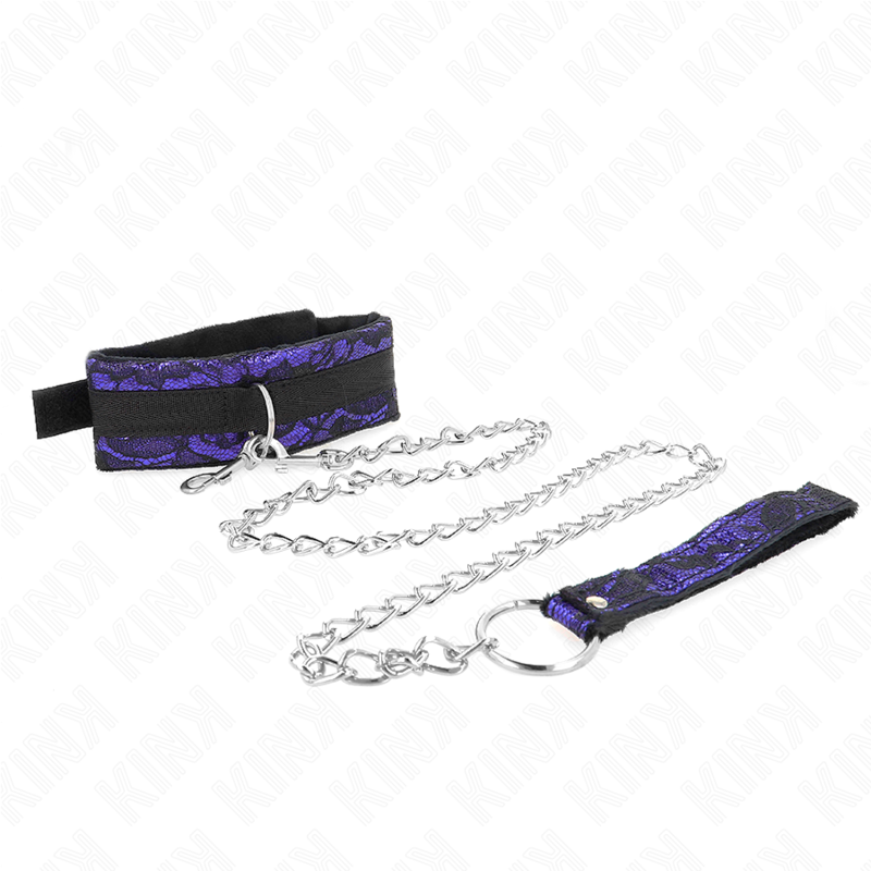 KINK - GARGANTILLA CORTA DE ENCAJE DE TERCIOPELO CON CINTURÓN DE 105 CM Y ADORNO DE NYLON DE 44 X 5,5 CM