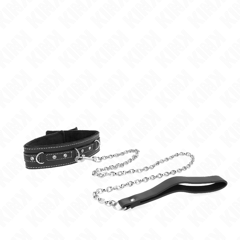 KINK - COLLAR DE CUERO PVC CON CINTURÓN 105 CM REMACHE STRASS 41,5 X 4 CM