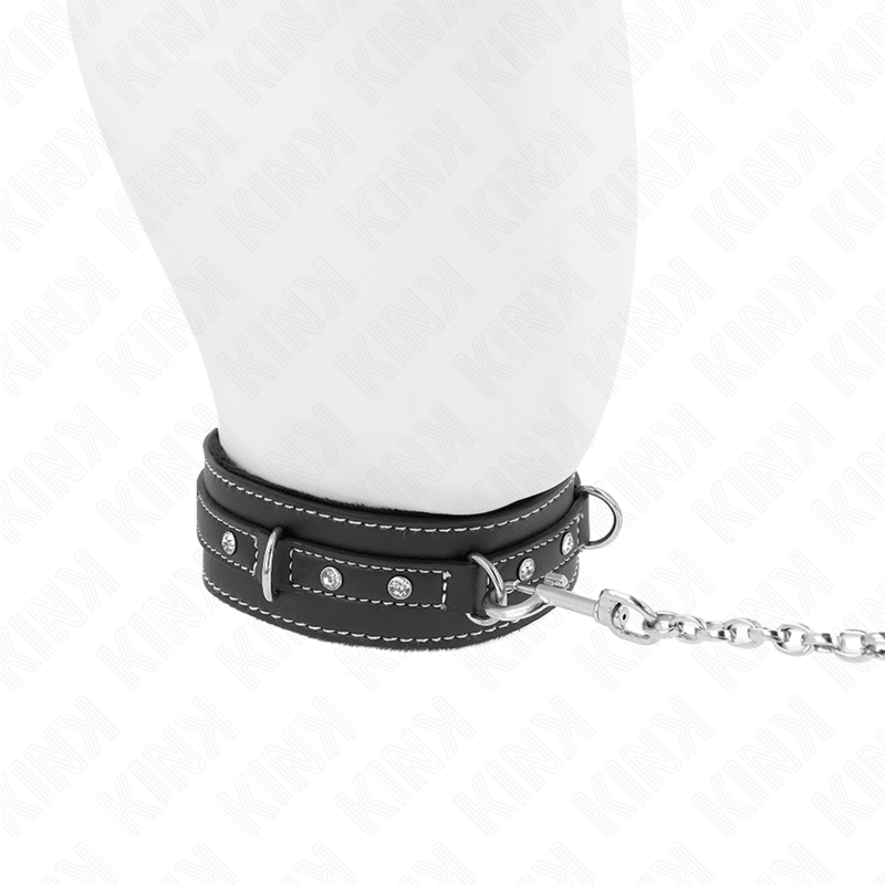 KINK - COLLAR DE CUERO PVC CON CINTURÓN 105 CM REMACHE STRASS 41,5 X 4 CM