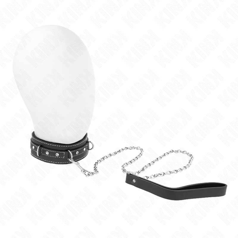 KINK - COLLAR DE CUERO PVC CON CINTURÓN 105 CM REMACHE STRASS 41,5 X 4 CM