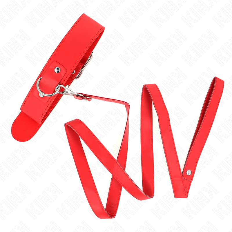 KINK - COLLAR CON CINTURÓN 116 CM, BRAZALETE ROJO AJUSTABLE 32-50 CM X 8 CM