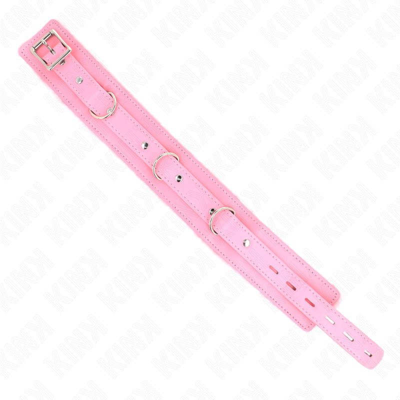 KINK - LEASHED COLLAR 65 CM WITH RESTRAINTS PINK 36-42 CM X 5.5 CM