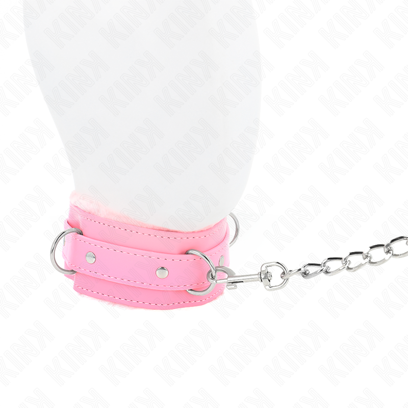 KINK - LEASHED COLLAR 65 CM WITH RESTRAINTS PINK 36-42 CM X 5.5 CM