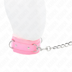 KINK - LEASHED COLLAR 65 CM WITH RESTRAINTS PINK 36-42 CM X 5.5 CM