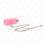 KINK - LEASHED COLLAR 65 CM WITH RESTRAINTS PINK 36-42 CM X 5.5 CM