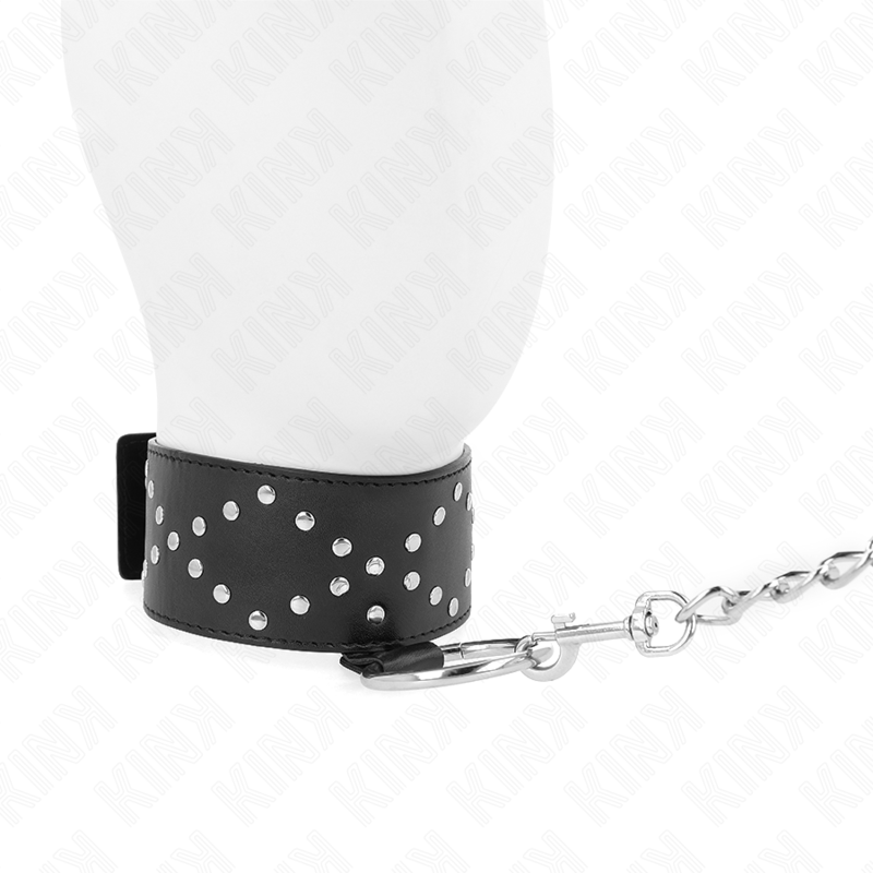 KINK - COLLAR 65 CM CON CORREA CON TACHUELAS PLATEADAS MODELO 3 AJUSTABLE 36-43 CM X 5 CM
