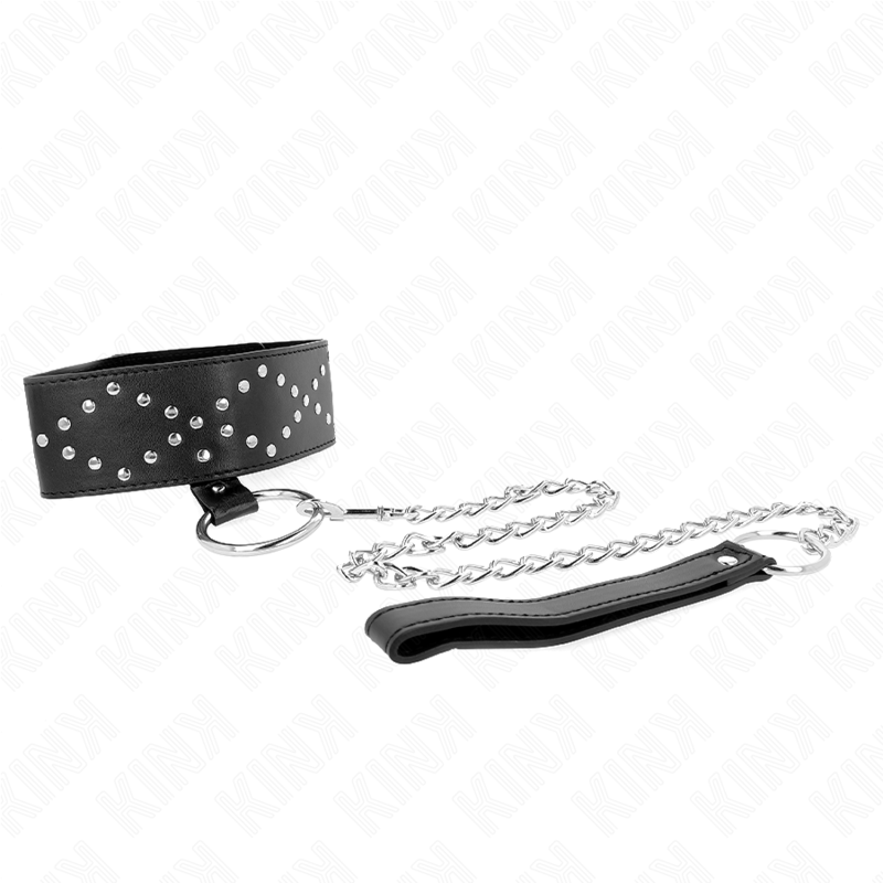 KINK - COLLAR 65 CM CON CORREA CON TACHUELAS PLATEADAS MODELO 3 AJUSTABLE 36-43 CM X 5 CM