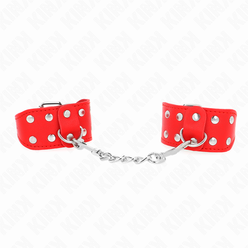 KINK - PULSERAS CON DOBLE HILERA DE TACHUELAS AJUSTABLES ROJAS