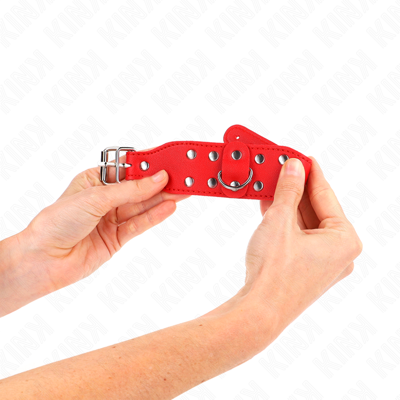 KINK - PULSERAS CON DOBLE HILERA DE TACHUELAS AJUSTABLES ROJAS