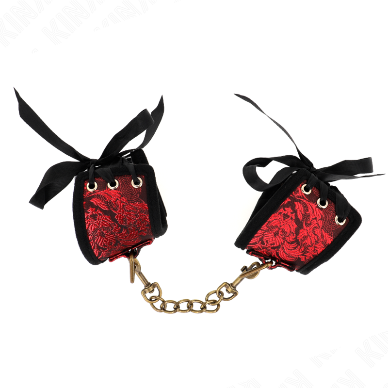 KINK - POLSINI SCANDAL DETTAGLI IN PIZZO ROSSO-NERO 24,5 CM X 6,5 CM