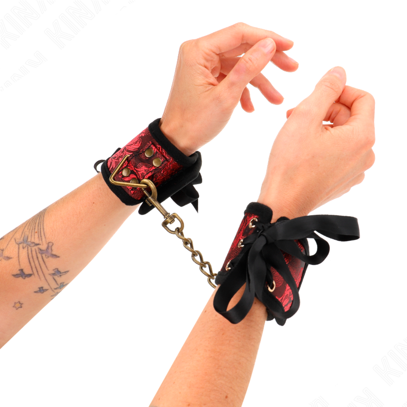 KINK - POLSINI SCANDAL DETTAGLI IN PIZZO ROSSO-NERO 24,5 CM X 6,5 CM
