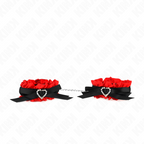 KINK - MANETTE-POLSI ELASTICIZZATI IN PIZZO DETTAGLI CUORE ROSSO REGOLABILI 22-35 CM