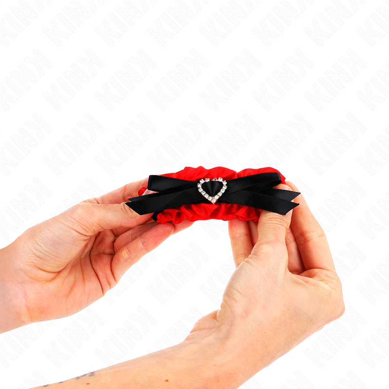 KINK - MANETTE-POLSI ELASTICIZZATI IN PIZZO DETTAGLI CUORE ROSSO REGOLABILI 22-35 CM