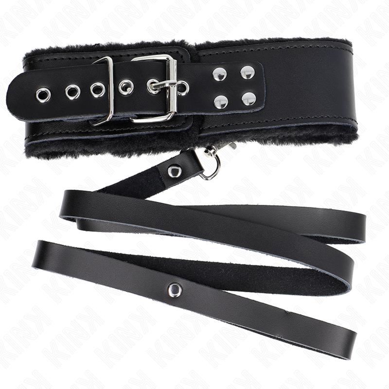 KINK - COLLAR WITH 116 CM BELT WITH ADJUSTABLE BLACK LEATHER CUFF 40-48 CM X 6 CM