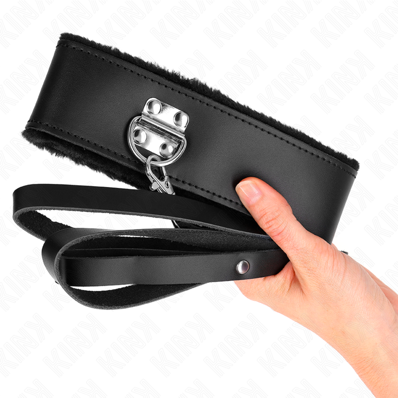 KINK - COLLAR WITH 116 CM BELT WITH ADJUSTABLE BLACK LEATHER CUFF 40-48 CM X 6 CM