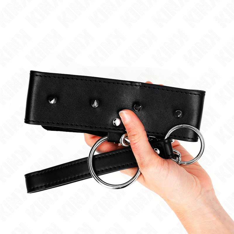 KINK - COLLARE 65 CM CON GUINZAGLIO CON BORCHIE ARGENTATE MODELLO 2 REGOLABILE 36-43 CM X 5 CM