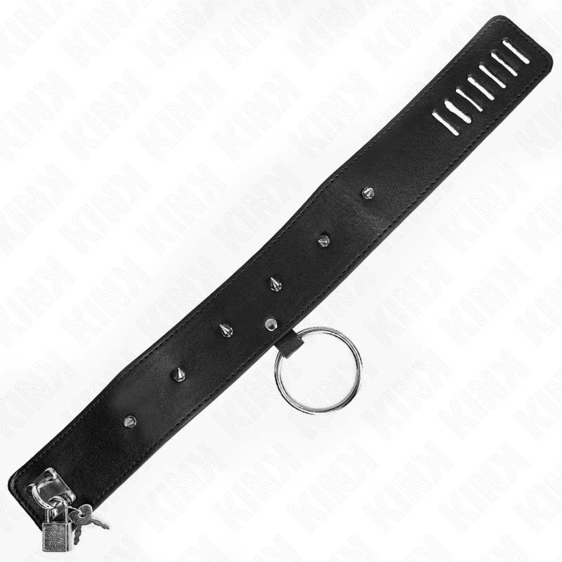 KINK - COLLARE 65 CM CON GUINZAGLIO CON BORCHIE ARGENTATE MODELLO 2 REGOLABILE 36-43 CM X 5 CM