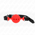 KINK - BÂILLON ENTIER EN SILICONE 55 x 2 CM AVEC BOULE DE 4,5 CM TAILLE M ROUGE AJUSTABLE 35-51 CM