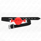 KINK - BÂILLON ENTIER EN SILICONE 55 x 2 CM AVEC BOULE DE 4,5 CM TAILLE M ROUGE AJUSTABLE 35-51 CM