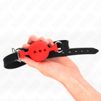 KINK - BÂILLON ENTIER EN SILICONE 55 x 2 CM AVEC BOULE DE 4,5 CM TAILLE M ROUGE AJUSTABLE 35-51 CM