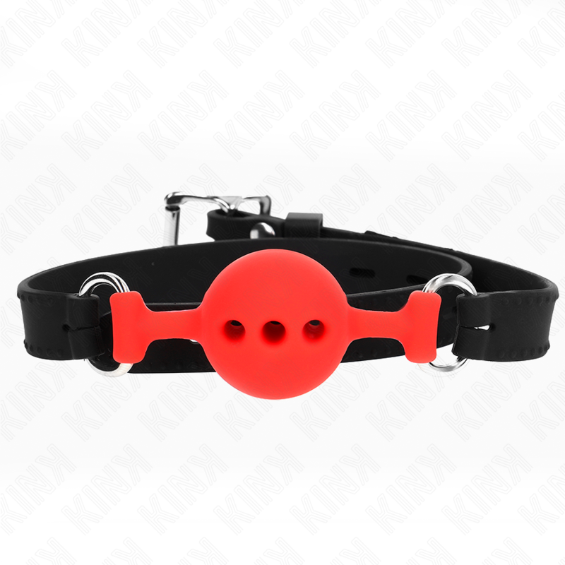 KINK - BAVAGLIO INTERAMENTE IN SILICONE 55 x 2 CM CON SFERA DA 4 CM TAGLIA S ROSSO REGOLABILE 35-51 CM