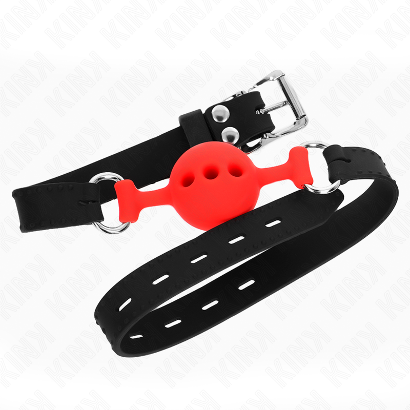 KINK - BAVAGLIO INTERAMENTE IN SILICONE 55 x 2 CM CON SFERA DA 4 CM TAGLIA S ROSSO REGOLABILE 35-51 CM