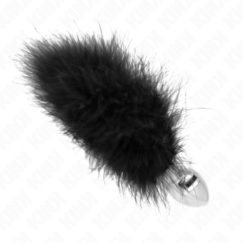 KINK - TAPÓN ANAL DE ACERO INOXIDABLE 11 x 7 CM CON PLUMA DE 11 CM
