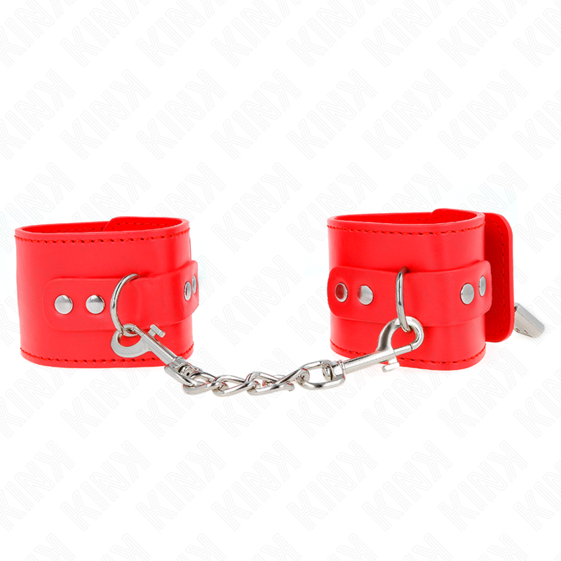 KINK - HANDCUFFS WITH ADJUSTABLE RED PADLOCK CLOSURE 16-23 CM X 5.5 CM