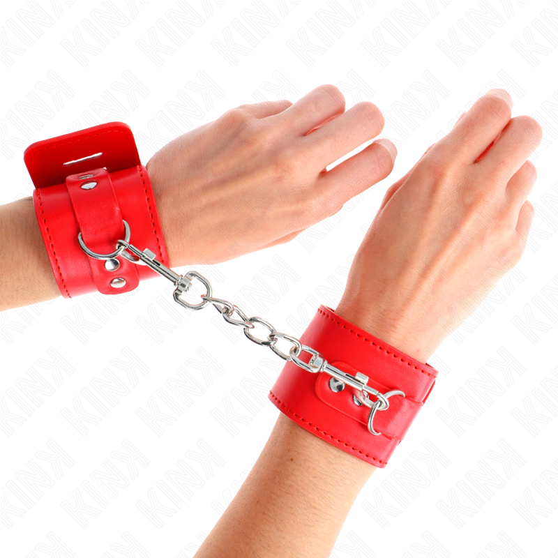 KINK - HANDCUFFS WITH ADJUSTABLE RED PADLOCK CLOSURE 16-23 CM X 5.5 CM
