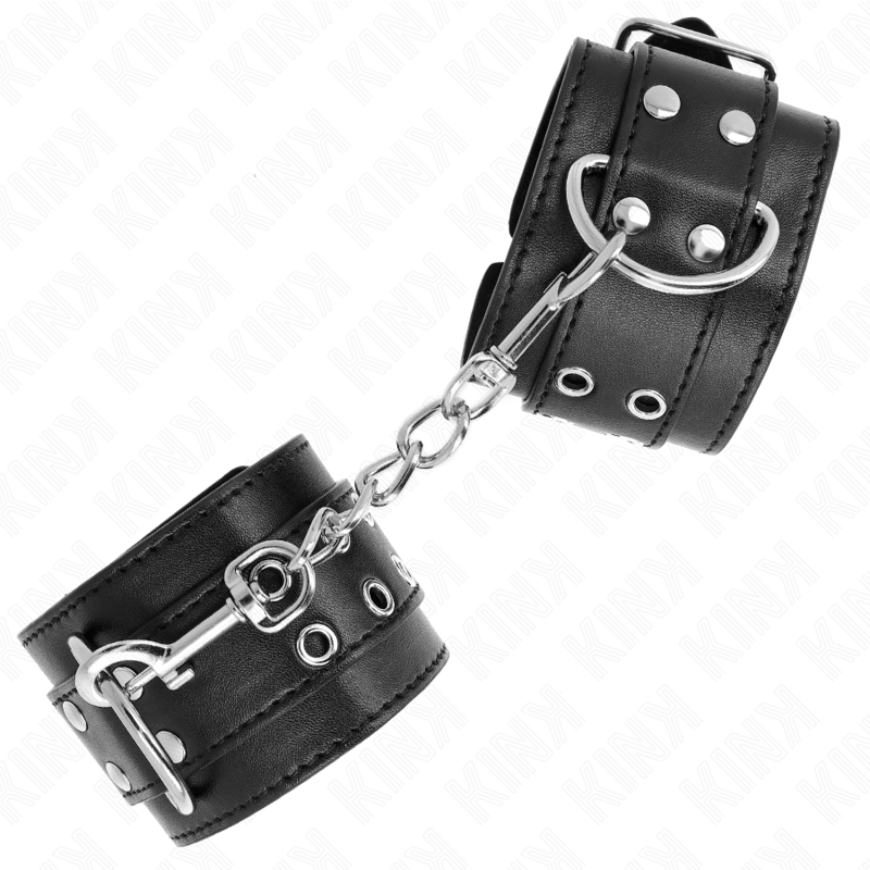 KINK - ADJUSTABLE DOUBLE-BUCKLE HANDCUFFS BLACK 19-26 CM