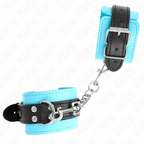 KINK - MANETTE CON GANCIO FODERATE IN PELLICCIA BLU REGOLABILI 20-28 CM X 5,5 CM