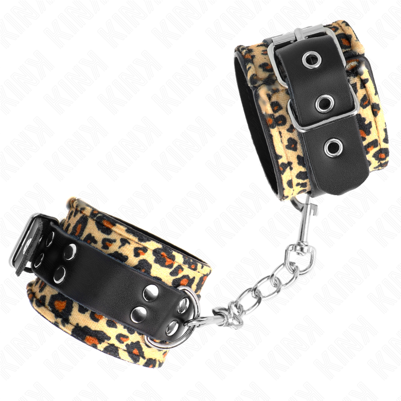 KINK - CINTURINO DA POLSO IN VERA PELLE LEOPARDATA REGOLABILE 18-29 CM X 5,5 CM