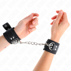 KINK - BLACK NYLON HANDCUFFS WITH ADJUSTABLE BLACK LEATHER BELT 19-29 CM X 5.1 CM
