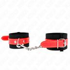 KINK - ESPOSAS DE NAILON NEGRO CON CUERO ROJO AJUSTABLES 19-24 CM X 5,5 CM