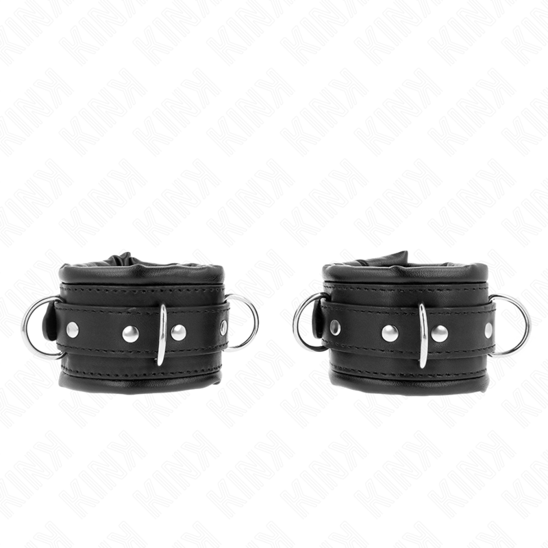 KINK - ESPOSAS PESADAS FORRADAS CON PIEL NEGRA AJUSTABLES 20-30 CM X 6 CM