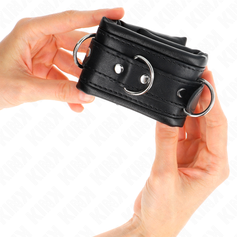 KINK - ESPOSAS PESADAS FORRADAS CON PIEL NEGRA AJUSTABLES 20-30 CM X 6 CM