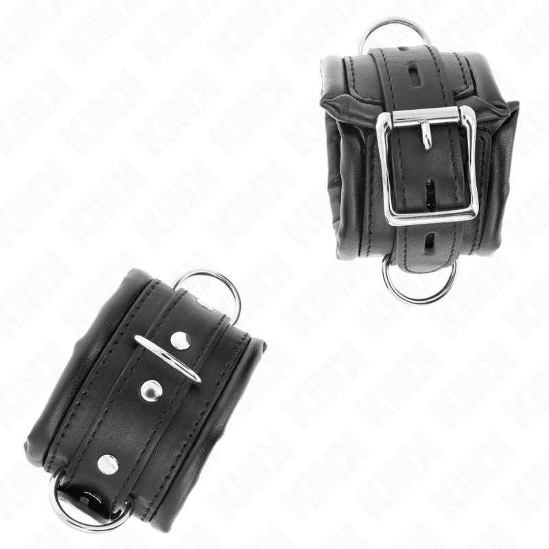 KINK - ESPOSAS PESADAS FORRADAS CON PIEL NEGRA AJUSTABLES 20-30 CM X 6 CM