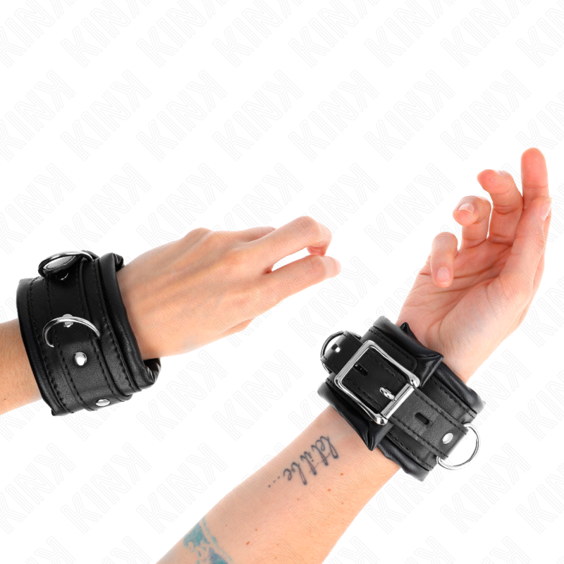 KINK - ESPOSAS PESADAS FORRADAS CON PIEL NEGRA AJUSTABLES 20-30 CM X 6 CM