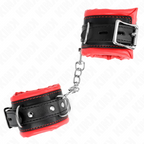 KINK - HEAVY-DUTY RED FAUX FUR-LINED HANDCUFFS, ADJUSTABLE 20-30 CM X 6 CM