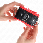 KINK - HEAVY-DUTY RED FAUX FUR-LINED HANDCUFFS, ADJUSTABLE 20-30 CM X 6 CM