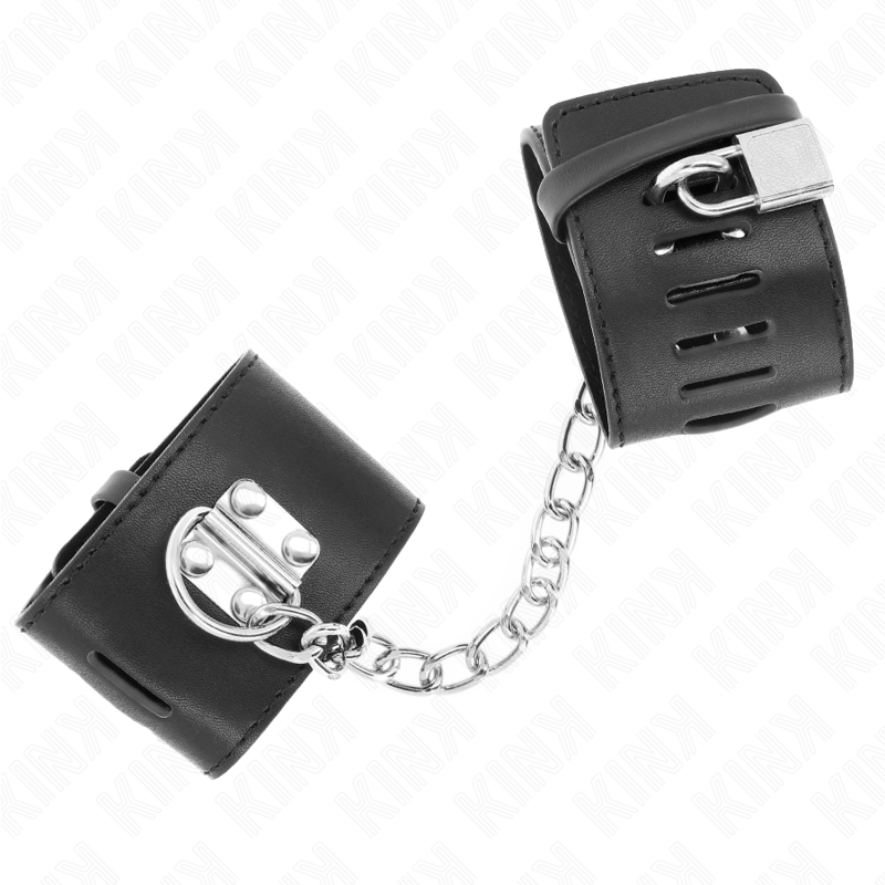 KINK - FIXED HANDCUFFS WITH 30 CM CHAIN AND ADJUSTABLE PADLOCK CLOSURE 16-23 CM X 5.5 CM