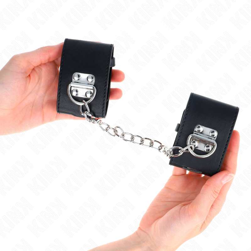 KINK - FIXED HANDCUFFS WITH 30 CM CHAIN AND ADJUSTABLE PADLOCK CLOSURE 16-23 CM X 5.5 CM