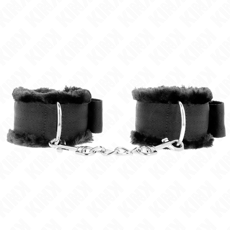 KINK - MANETTE FODERATE IN PELLICCIA NERE REGOLABILI 17-31 CM X 7 CM