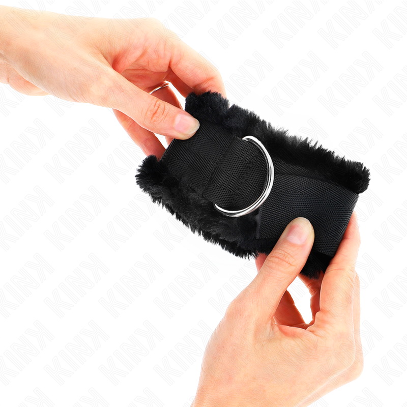 KINK - MANETTE FODERATE IN PELLICCIA NERE REGOLABILI 17-31 CM X 7 CM