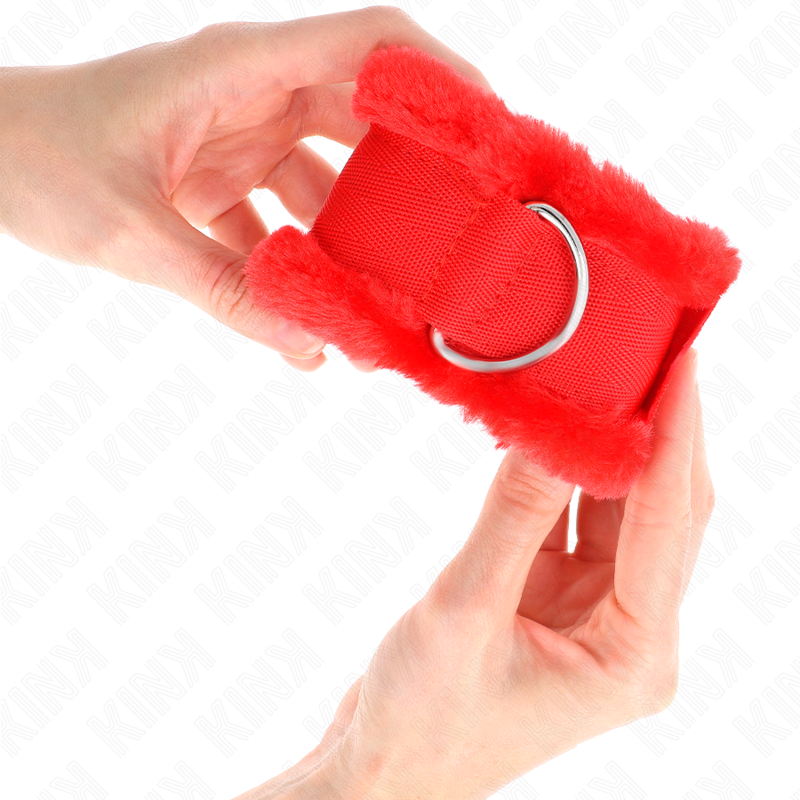 KINK - ESPOSAS CON FORRO DE PELUCHE ROJO AJUSTABLES 17-31 CM X 7 CM