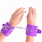 KINK - ESPOSAS FORRADAS DE FELPA CON AGUJEROS CUADRADOS VIOLETA Y CINTURÓN VIOLETA AJUSTABLE 17-29 CM X 6 CM