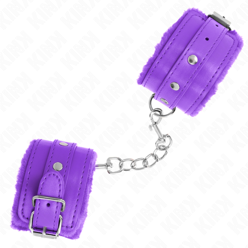 KINK - ESPOSAS CON FORRO DE PIEL SINTÉTICA PREMIUM VIOLETA CON CORREA VIOLETA AJUSTABLE 17-29 CM X 6 CM