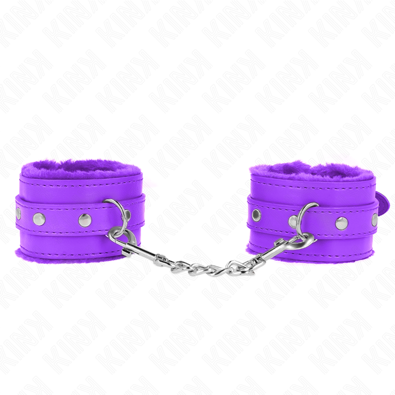 KINK - ESPOSAS CON FORRO DE PIEL SINTÉTICA PREMIUM VIOLETA CON CORREA VIOLETA AJUSTABLE 17-29 CM X 6 CM