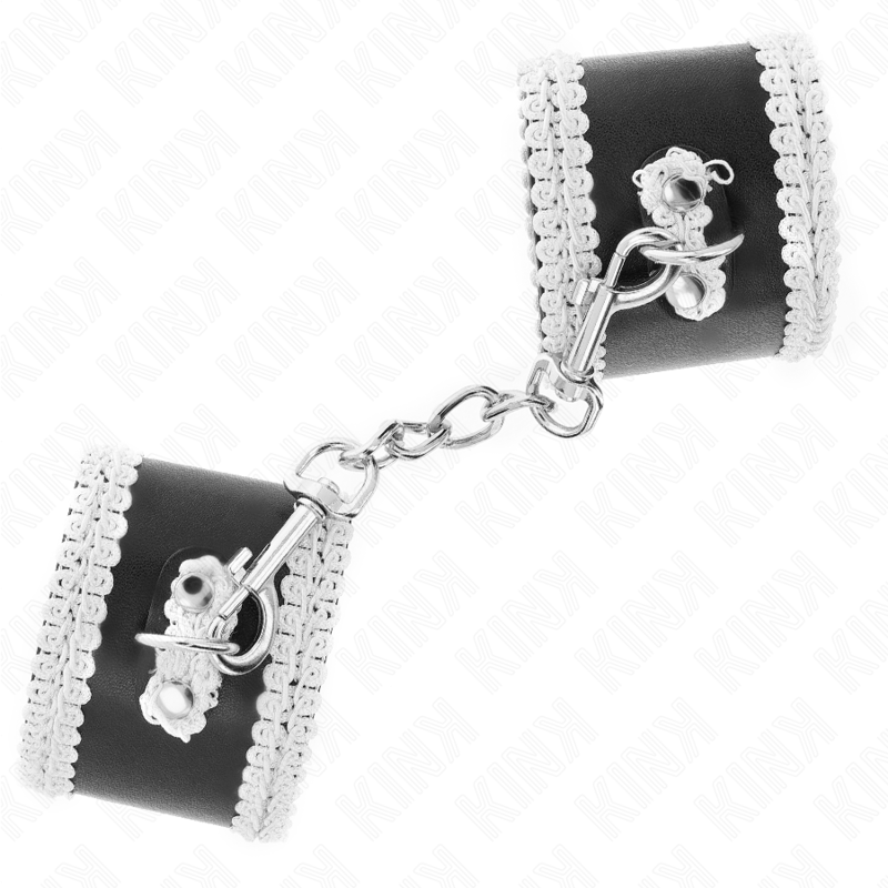 KINK - ESPOSAS NEGRAS CON ENCAJE DECORATIVO BLANCO AJUSTABLES 20-23 CM X 5,5 CM